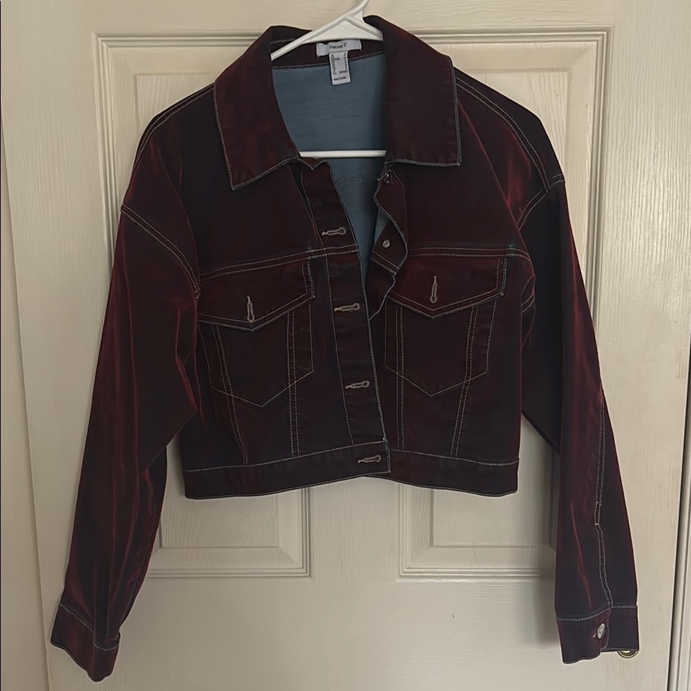 Women's Burgundy Denim Jacket